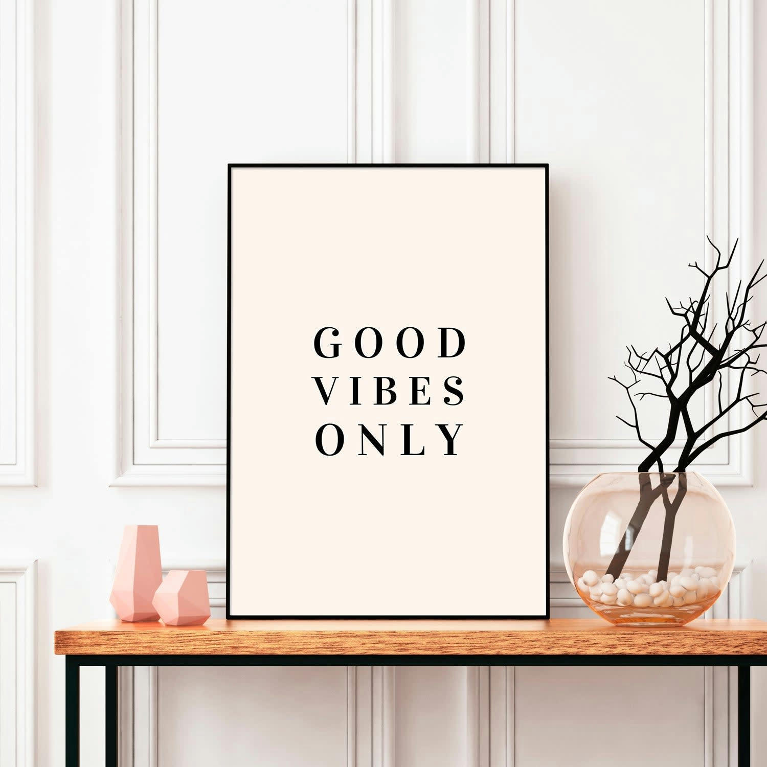 TEXTO - Affiche avec cadre noir - Good Vibes Only - 50x70