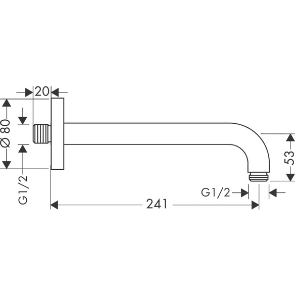 Brausearm, L: 241 mm, chromfarben