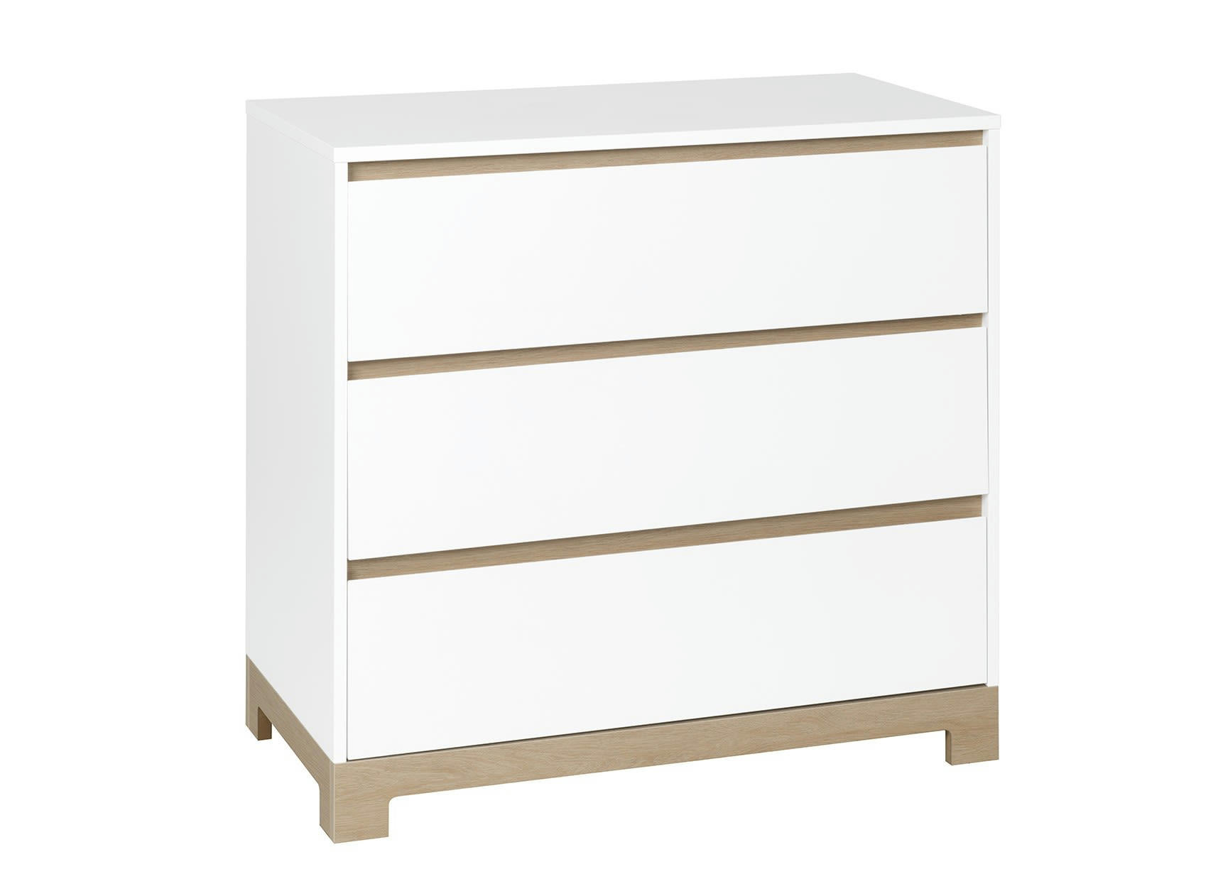 BROOM - Commode 3 tiroirs Blanc et Chêne Clair