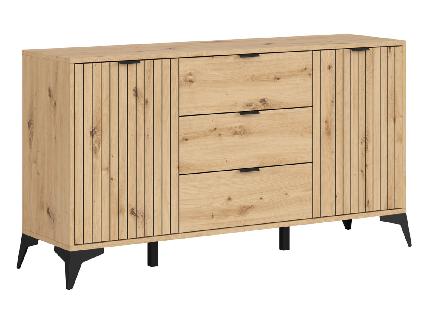 Komoda Lamea 150 cm z 2 drzwiami i 3 szufladami dąb artisan