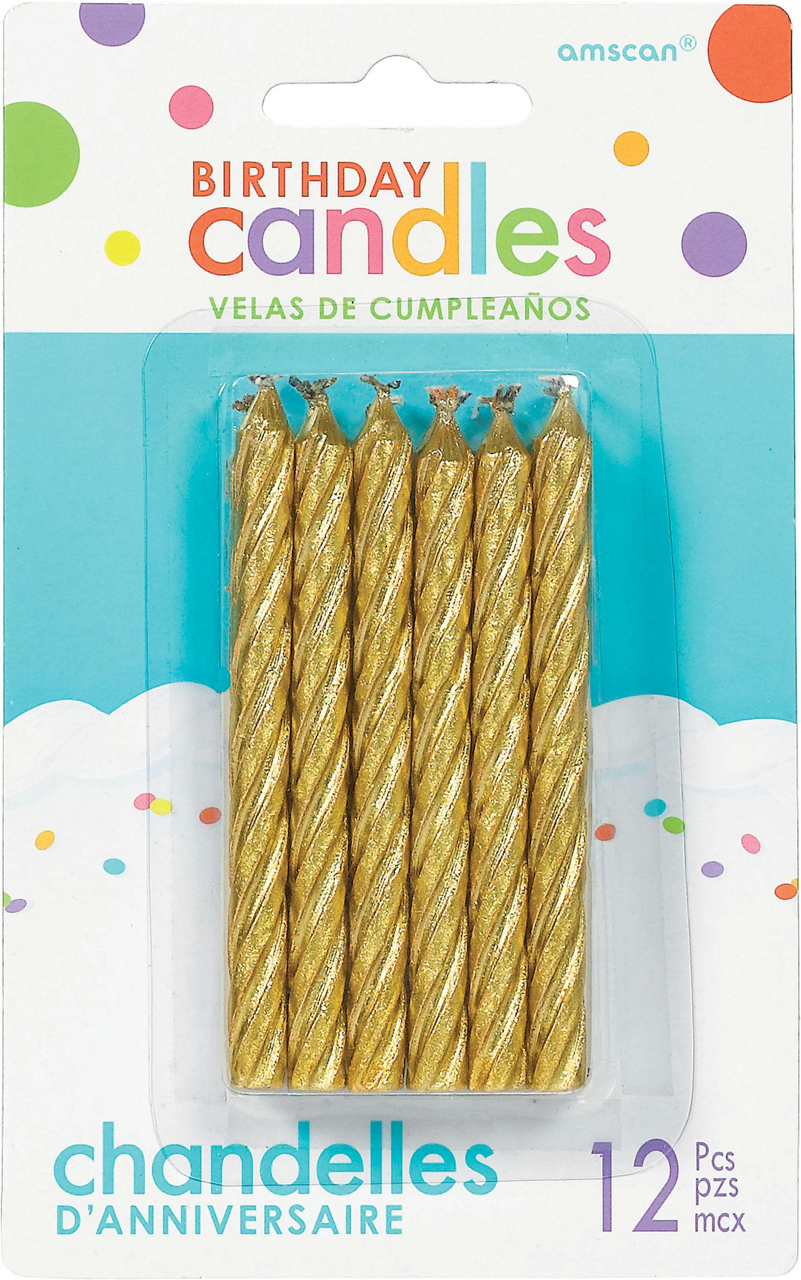 Spiral Birthday Candles, Gold, 12-pk