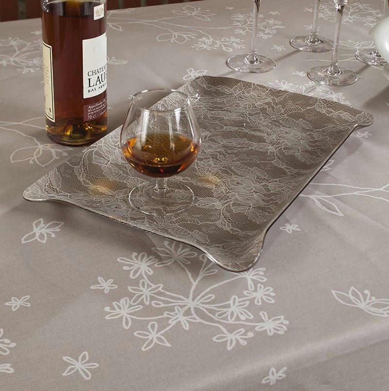 ASTRANCE - Nappe enduite ovale 160 x 240 cm beige