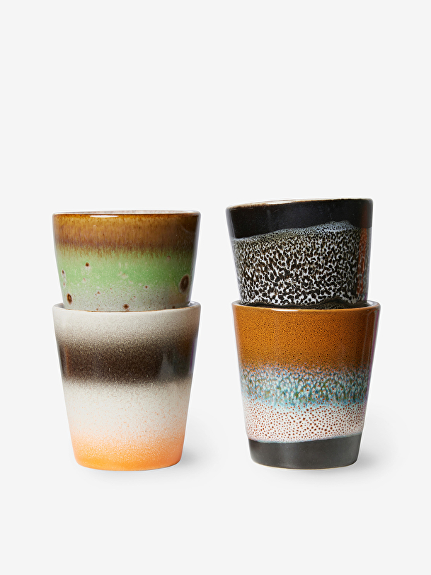 Set de 4 tasses expresso 70s ceramique - hk living multicolore