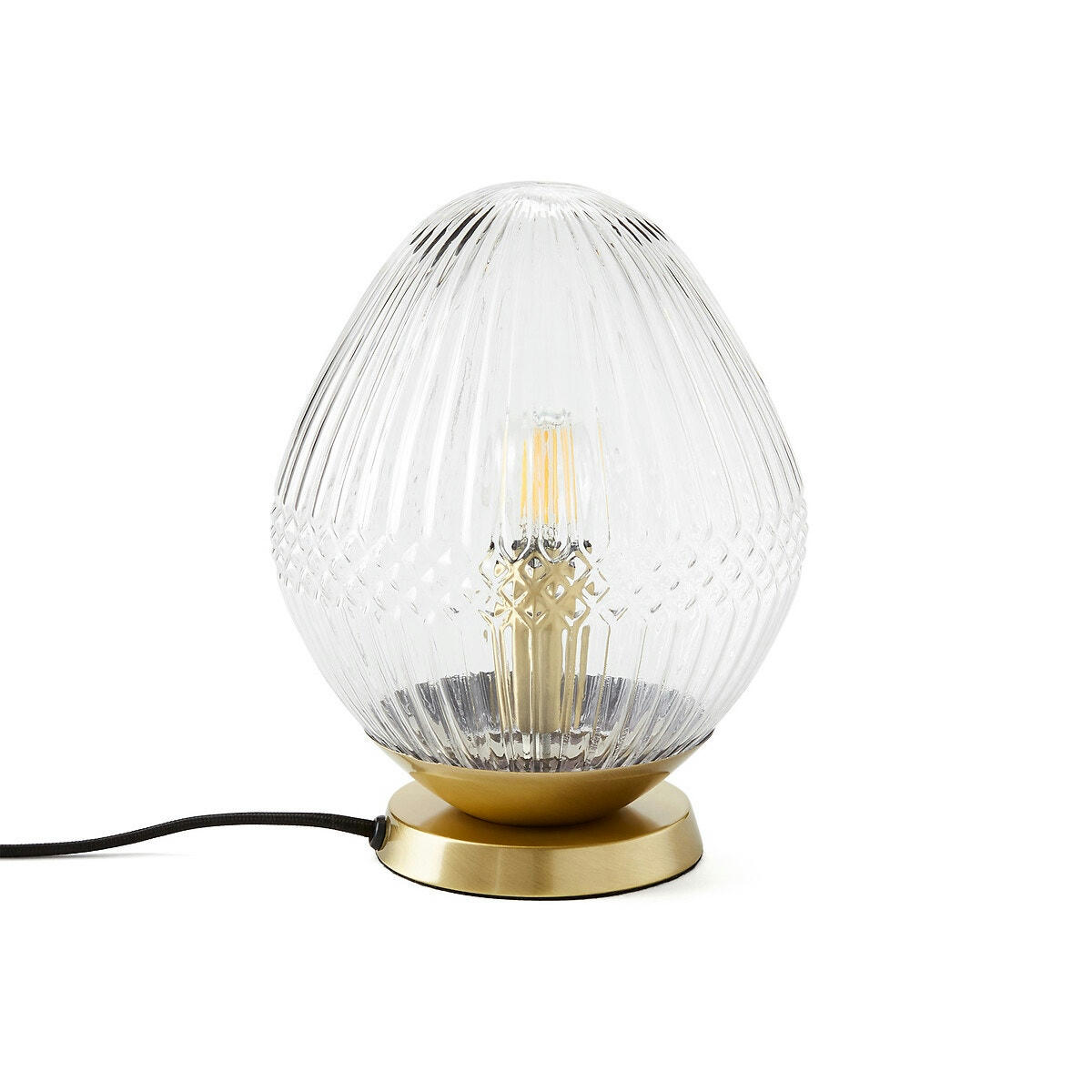 Lampe à poser laiton et verre strié, Ari