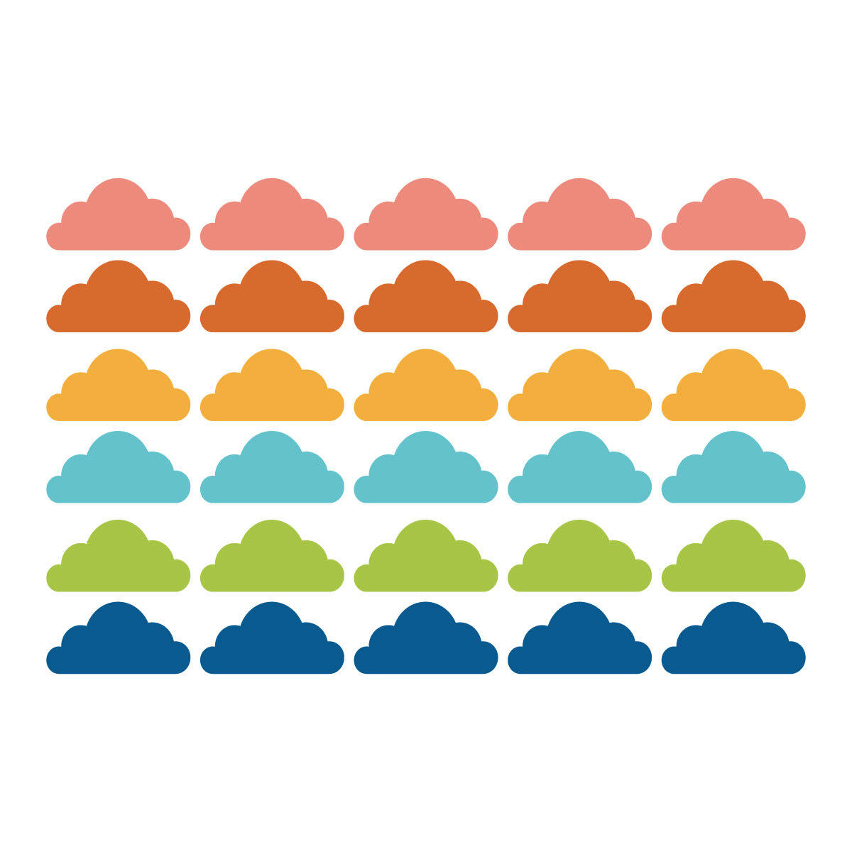 CLOUDS2 - Stickers muraux en vinyle nuages multicolore