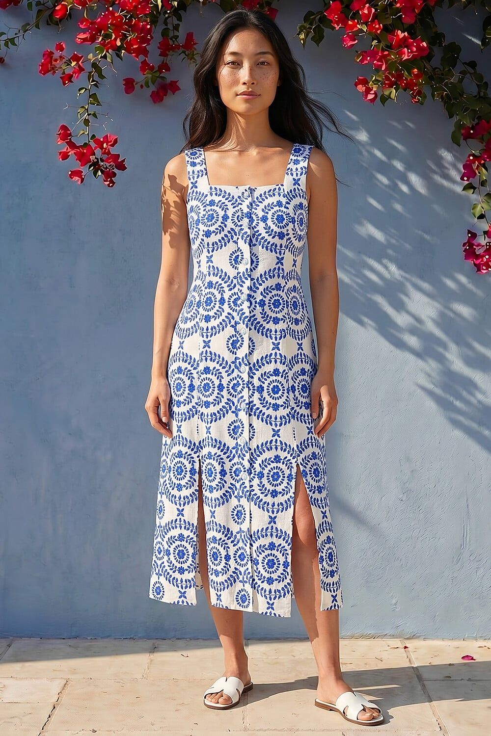 Roman Petite Button Down Midi Dress