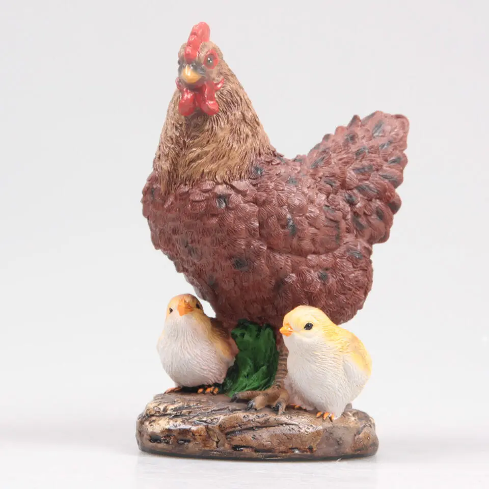 Farmwood Kip tuin beeldje - binnen/buiten - 15 x 10 x 20 cm