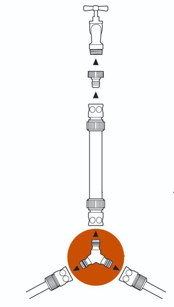 Y-KOBLING GARDENA 3/4" - 1/2"