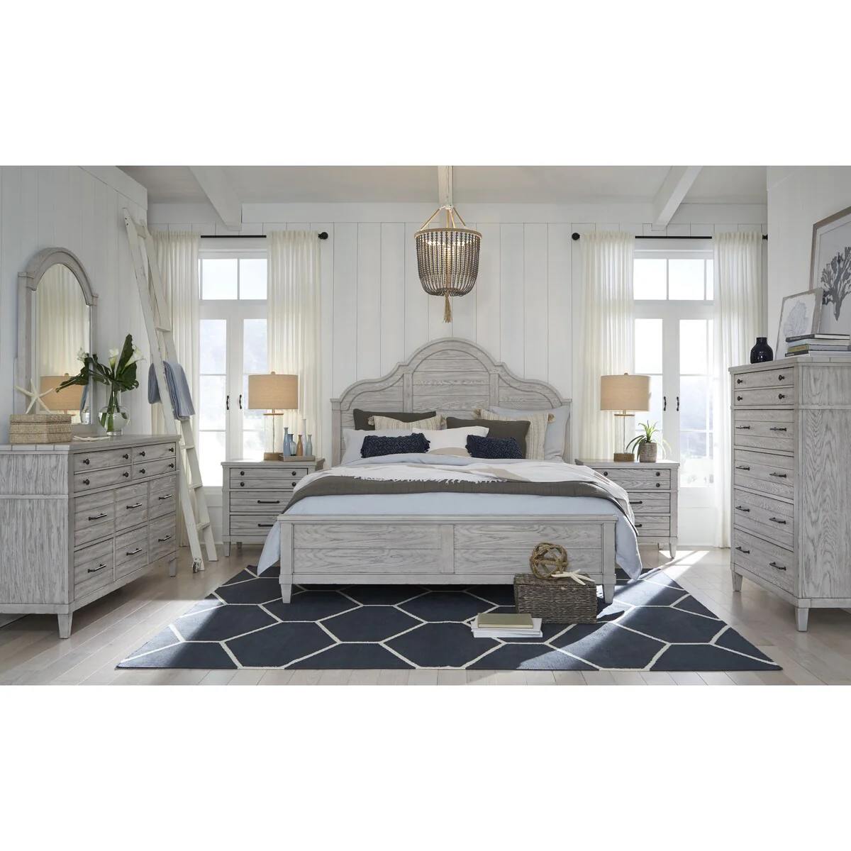 Belhaven King/Cal King Arched Panel Headboard in Weathered Plank Finish