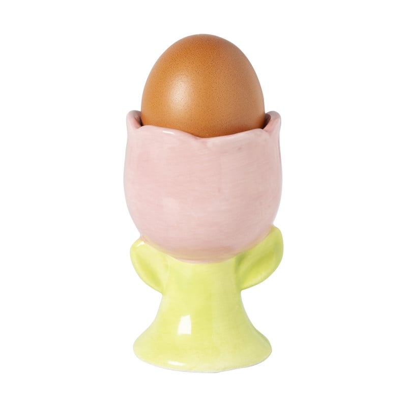 Eierdopje tulp - roze/groen - &Oslash;5.6x8.7 cm