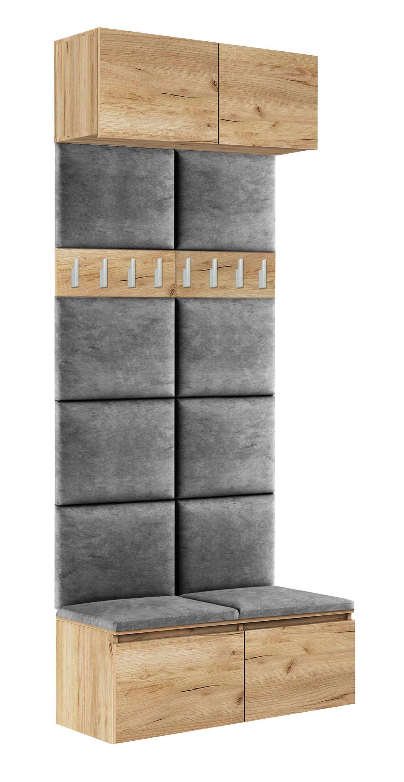 Zestaw Do Przedpokoju 2P8   P100 Dąb Craft Złoty/Szary 100X37X249 Cm