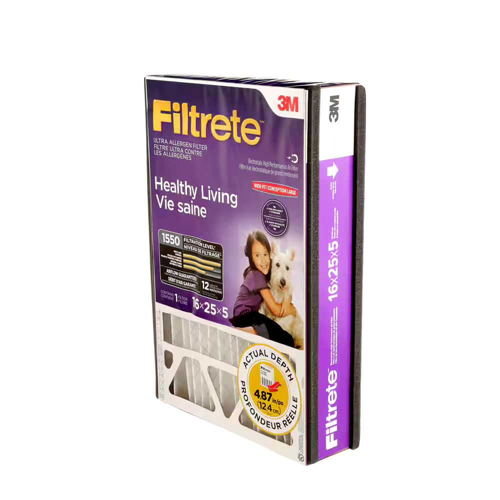 3M™ Filtrete™ Healthy Living Ultra Allergen Deep Pleat Air Filter, MPR 1550, 16 x 25 x 5-in, 1-pk