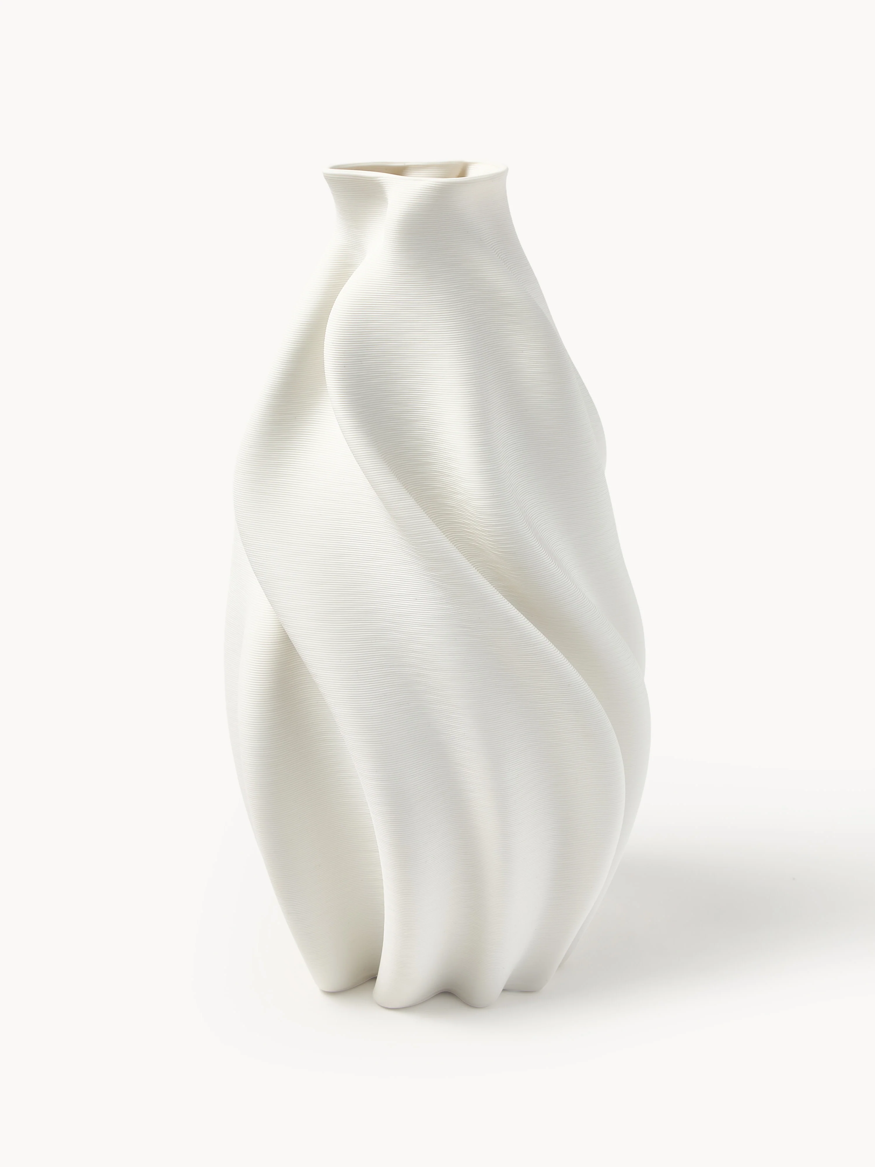 Große 3D-gedruckte Vase Lyria aus Porzellan, H 40 cm