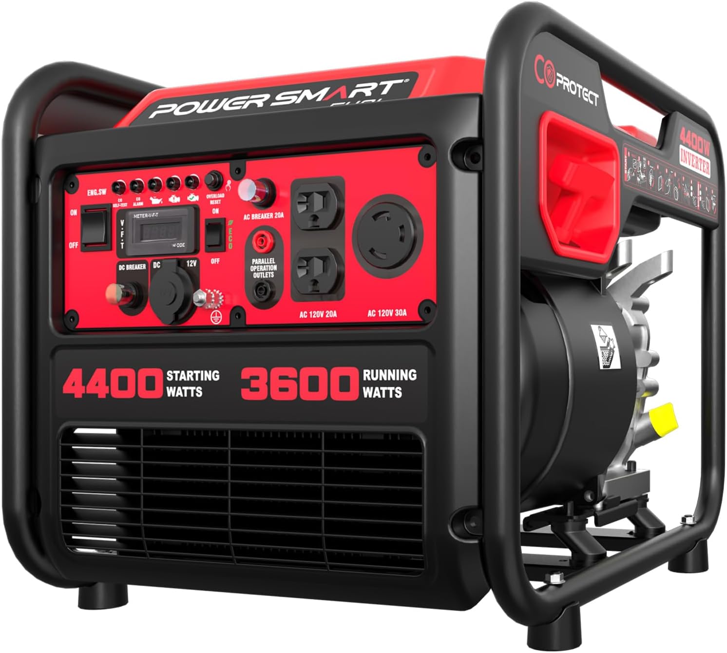 PowerSmart 4400-Watt Portable Inverter Generator  Gas Powered  CO-Sensor  Lightweight & Quiet for Home Use and Emergency Backup  Camping  EPA Compliant
