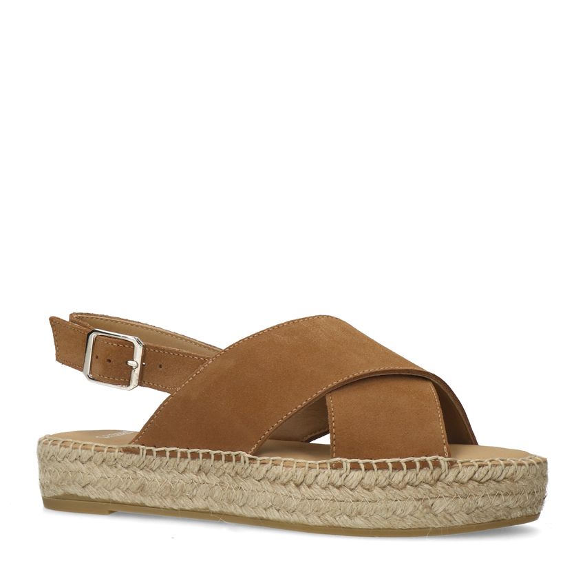Manfield Cognac suède sandalen