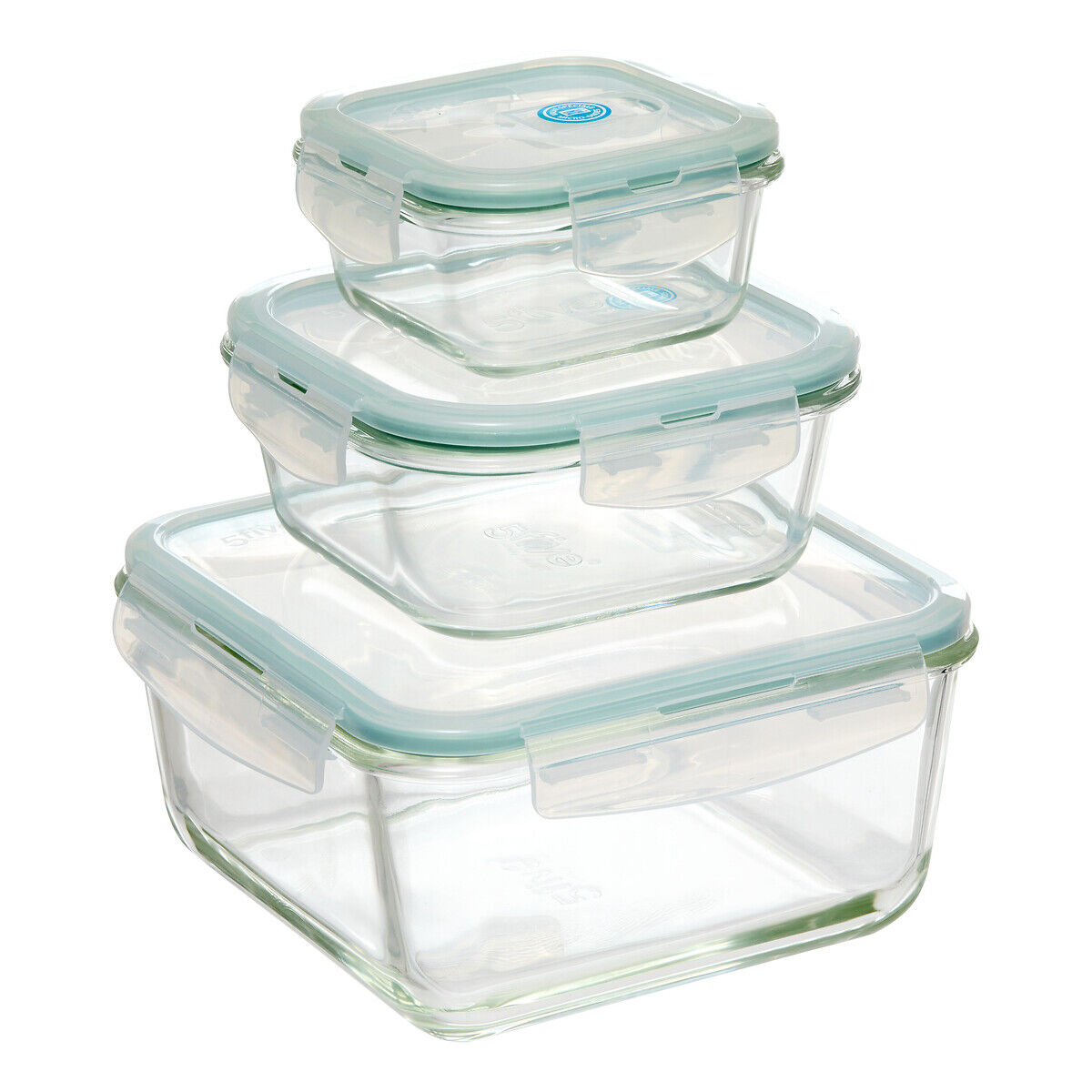 Conjunto de 3 caixas herméticas CLIPEAT em vidro