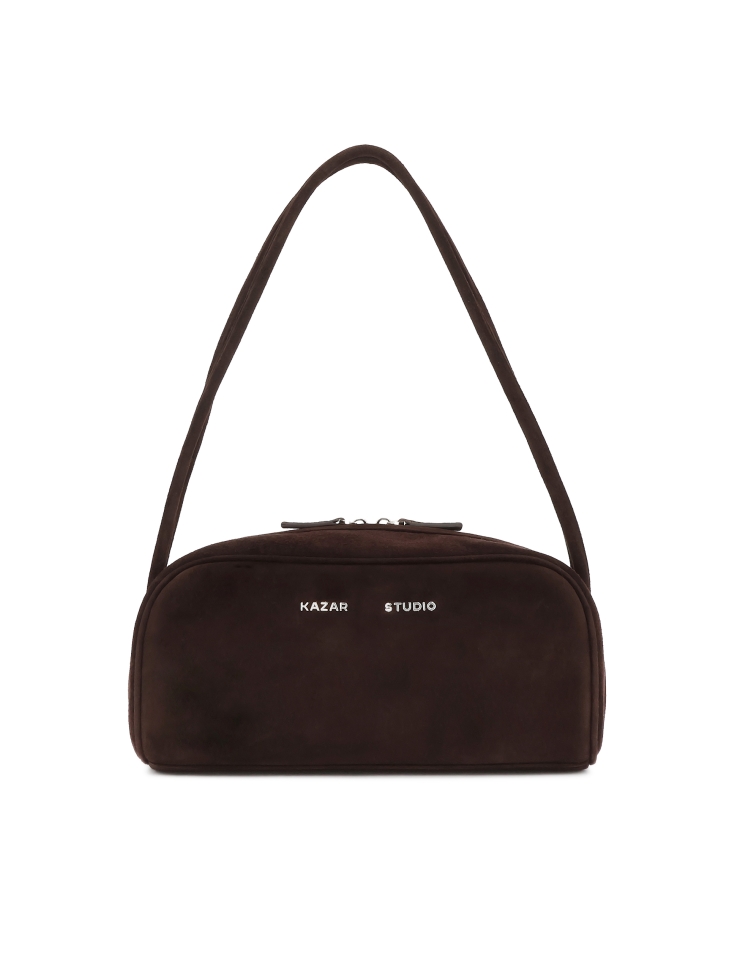 Brown suede shoulder bag
