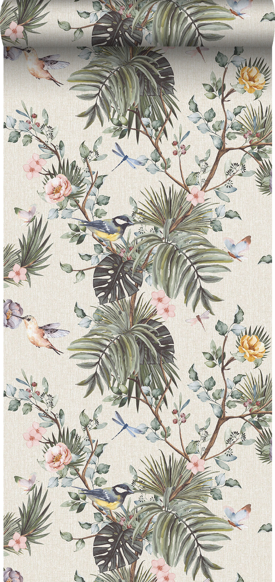 Sanders & Sanders behang tropische jungle bladeren en paradijsvogels groen 53 cm x 10 m 640002