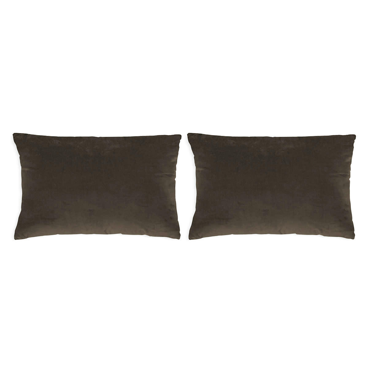 VELVET30 - Lot de 2 housses de coussin en velour  marron 30x50 cm