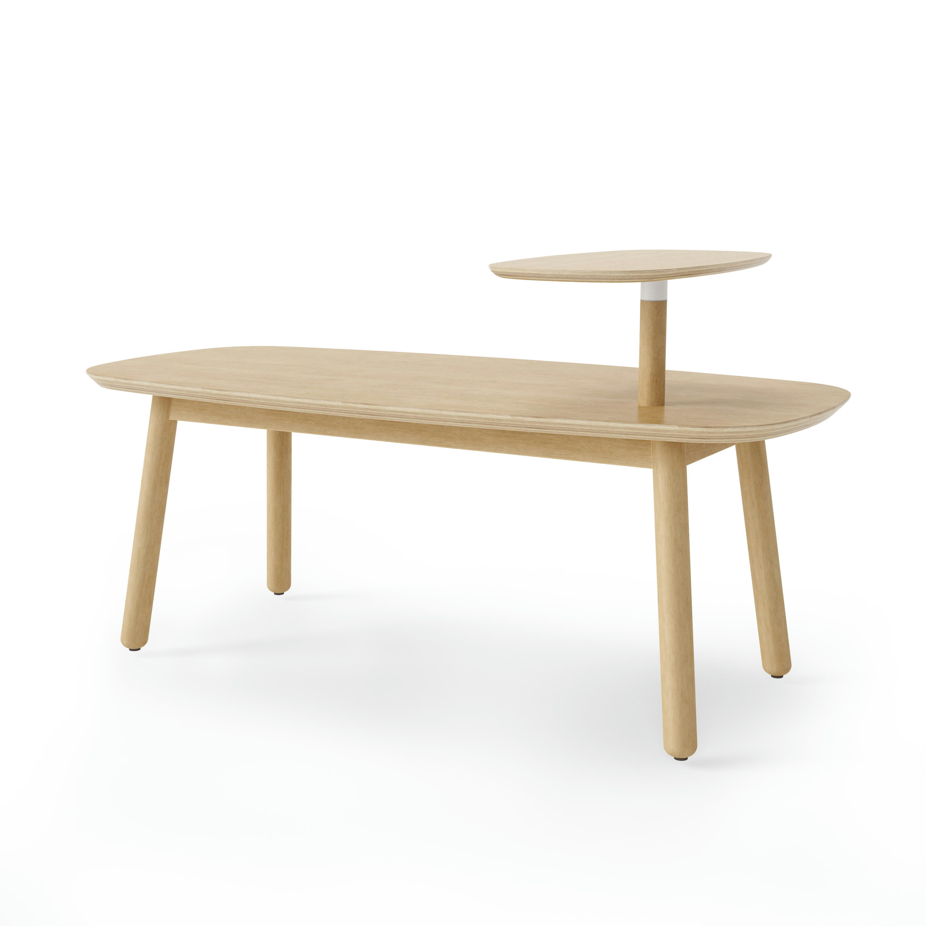 SWIVO - Table basse avec tablette surélevée col bois naturel L120cm