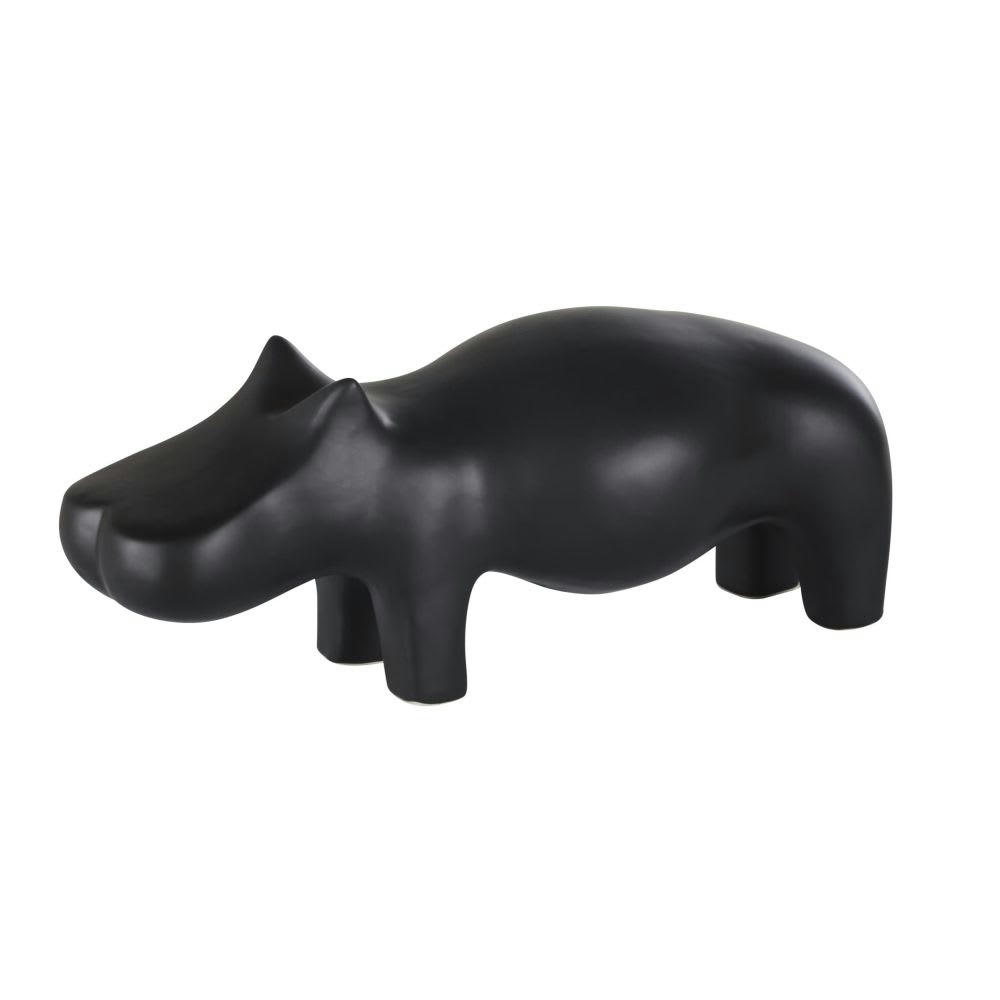 - Déco à poser hippopotame stylisé noir
