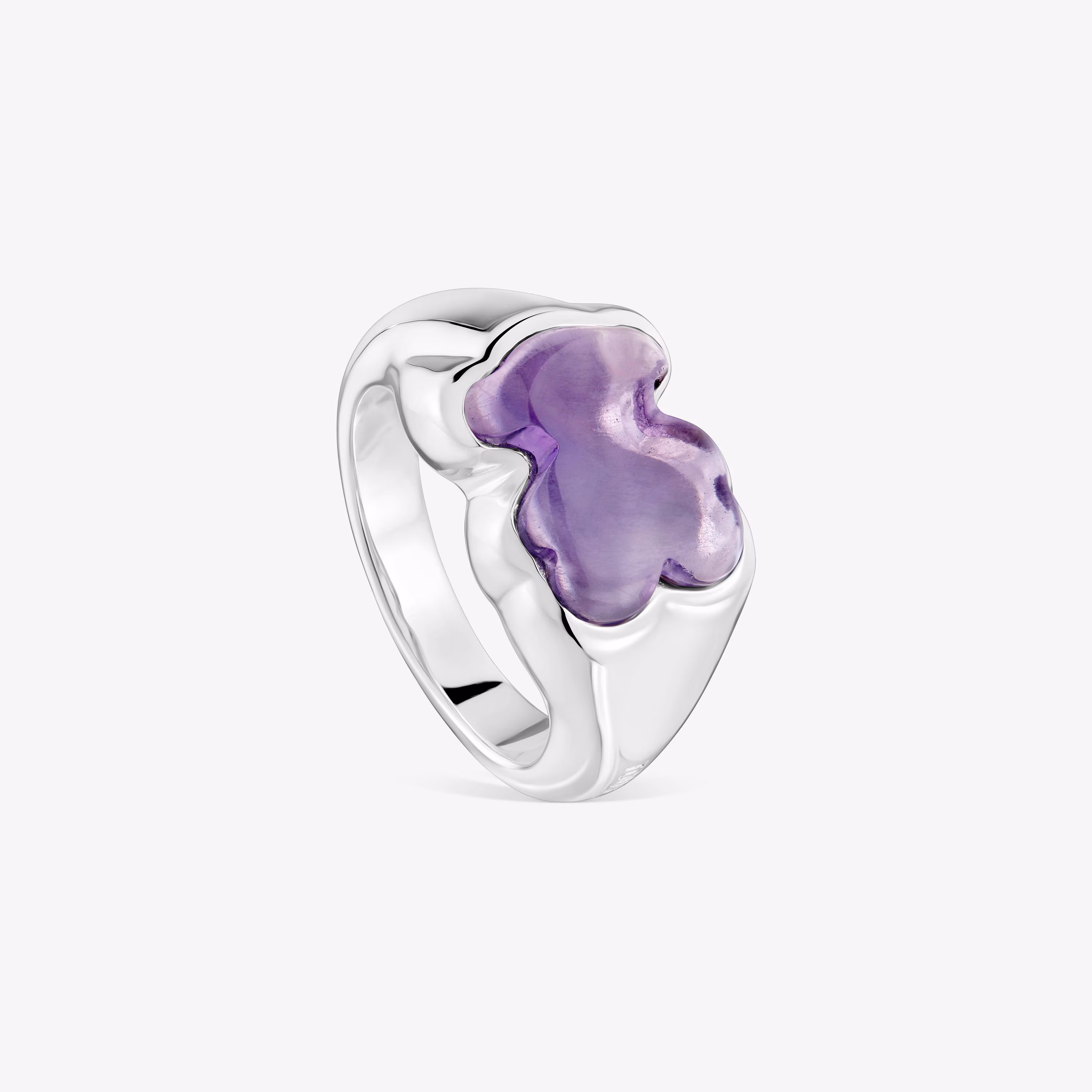 Anillo sello oso de plata y amatista Bold Motif