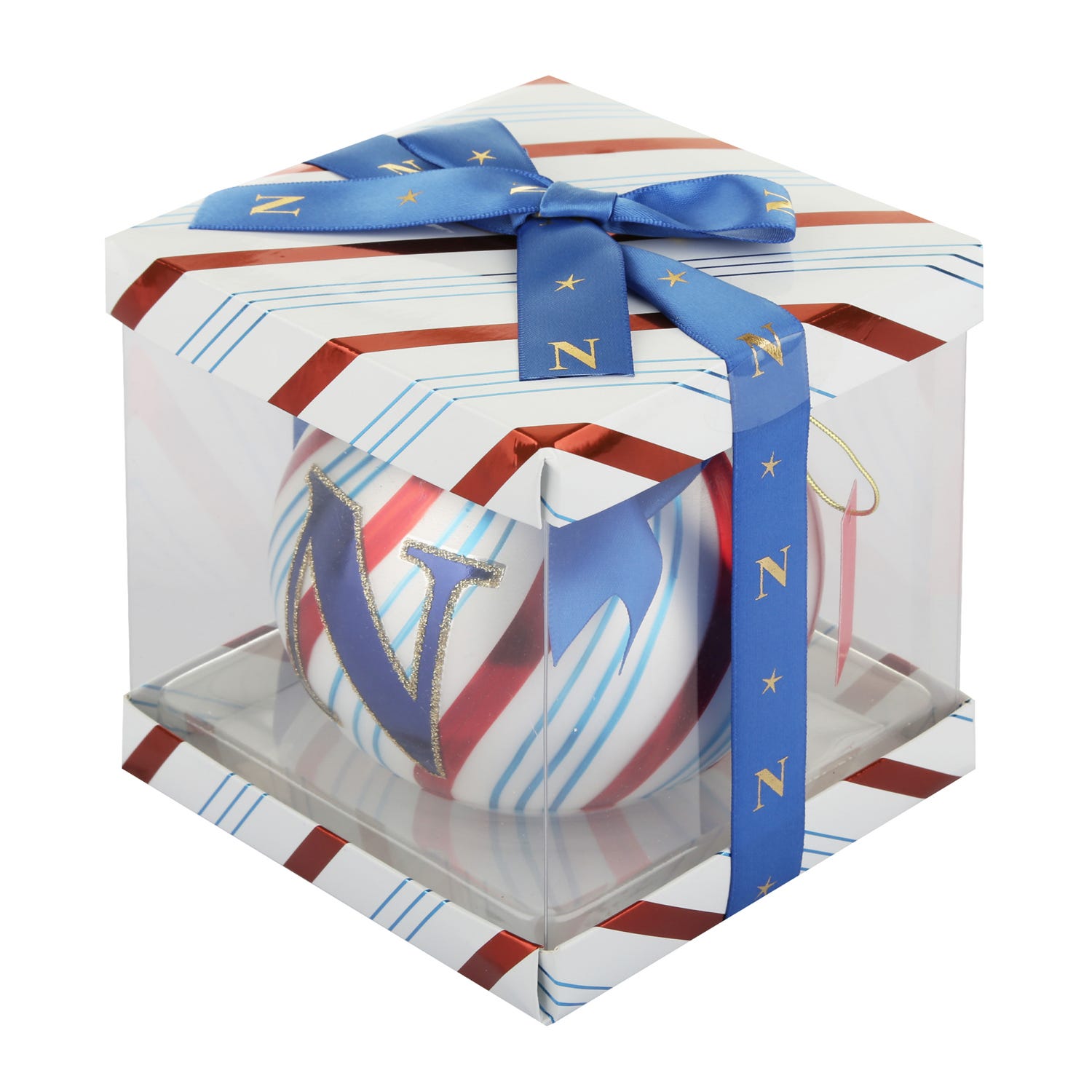 Pallina Natale con lettera N 10 cm Circus blu