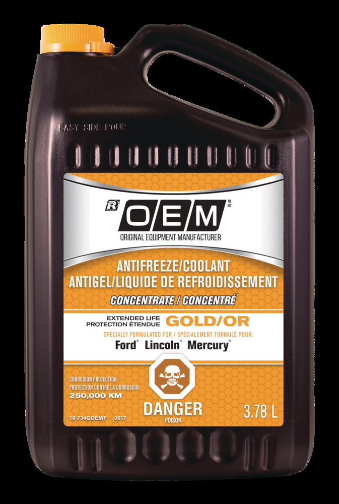 OEM Concentrated Anti-Freeze/Coolant, Ford/Lincoln/Mercury, Gold /OR 3.78-L