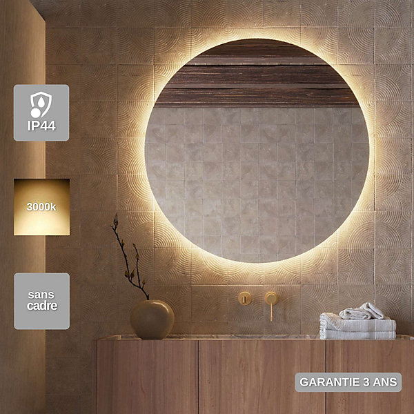Miroir de Salle de Bain Lumineux LED 60 - Blanc Chaud - OPORTO LEDIMEX