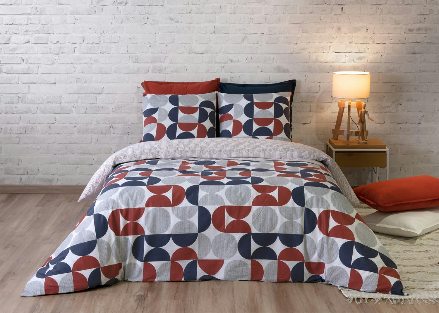 MOON - Parure housse de couette coton blanc 200x200 cm