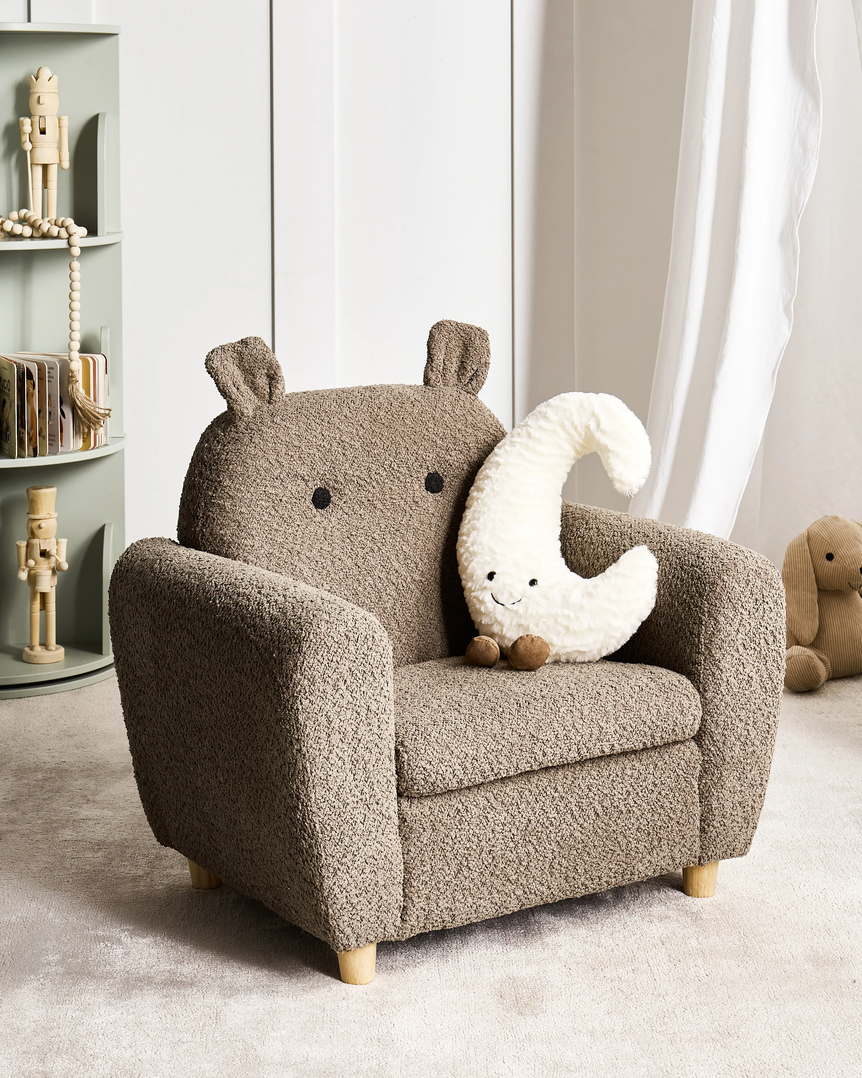 Kids Armchair Hippo MARIBO Boucle Brown