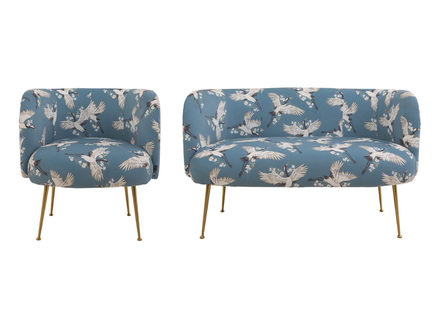 Komplet wypoczynkowy Cloe sofa fotel glamour niebieski