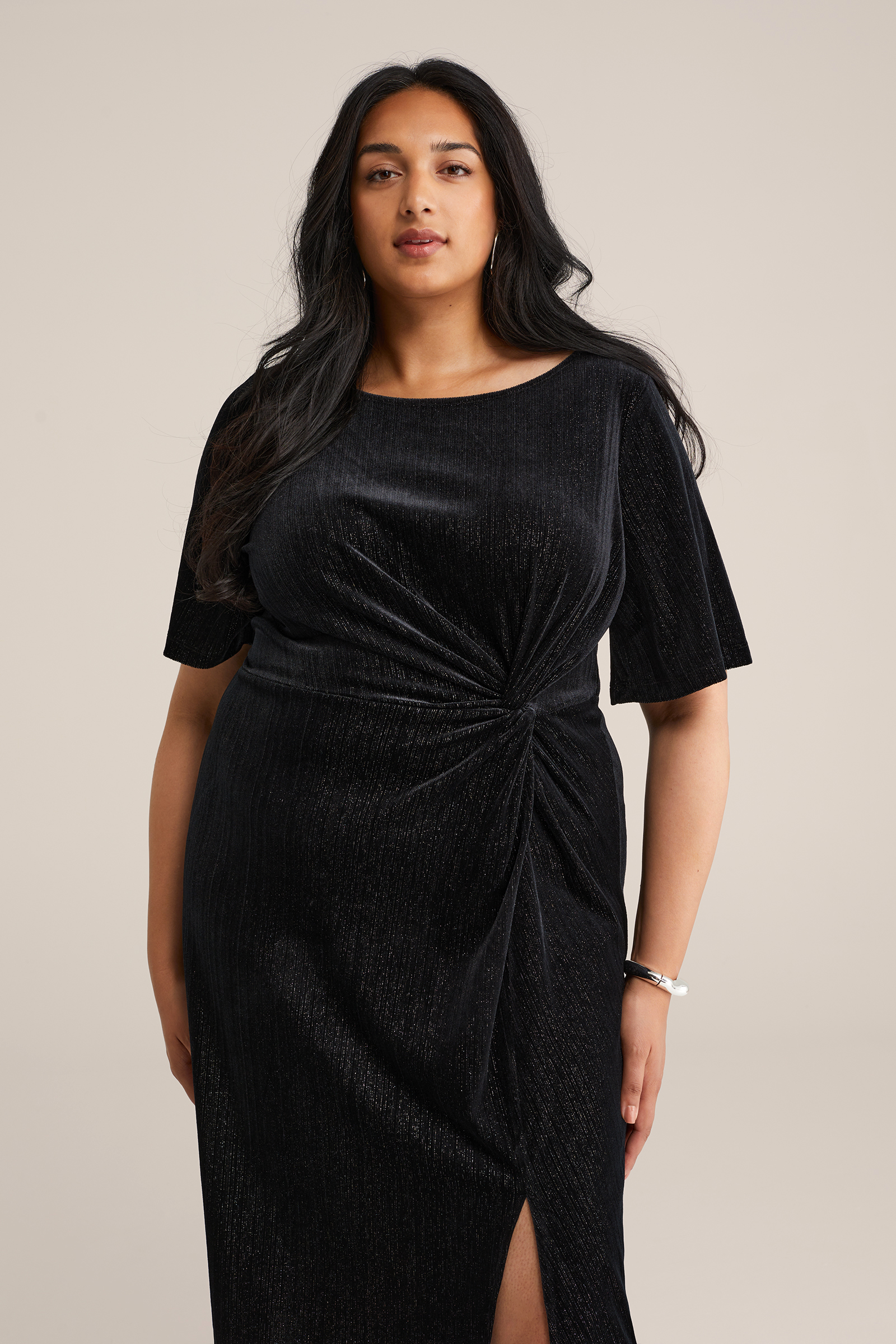 Dames velvet jurk met glittergaren - Curve