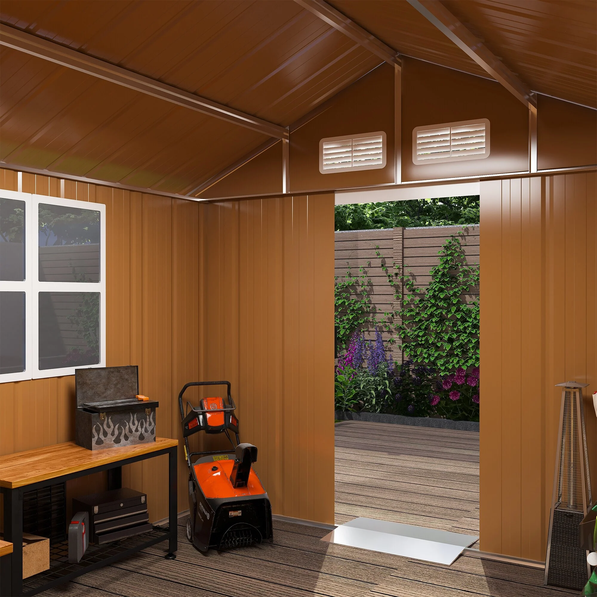 6X4 FT Heavy-Duty Metal Storage Shed with Windows, Lockable Door & Ventilation - Weatherproof Outdoor Garden Shed