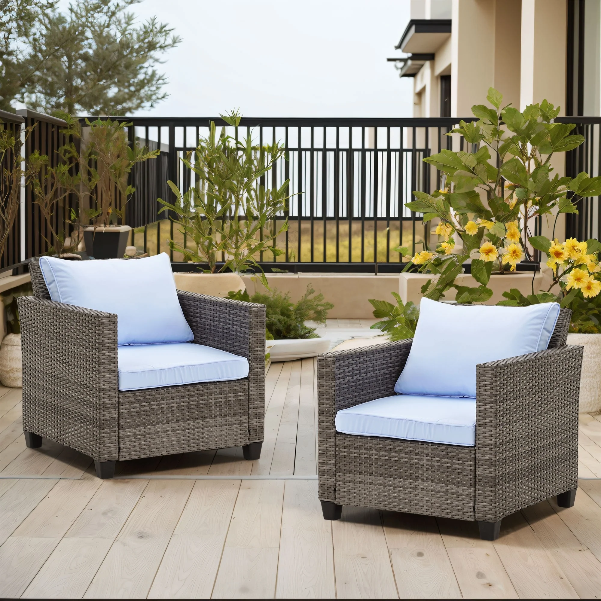Zenova Rattan 2-piece Outdoor Furniture Set Rattan Sofa Sectional Set