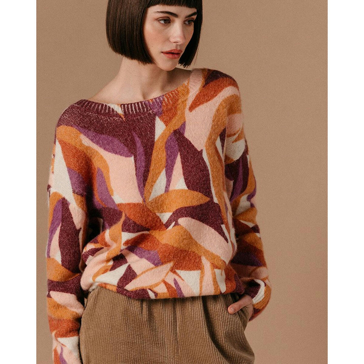 Pull  Lael col V devant ou au dos à motif