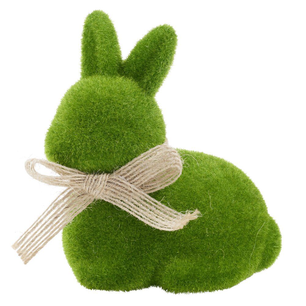 Figurine mousse lapin en gazon vert H6,5cm (3 modèles)