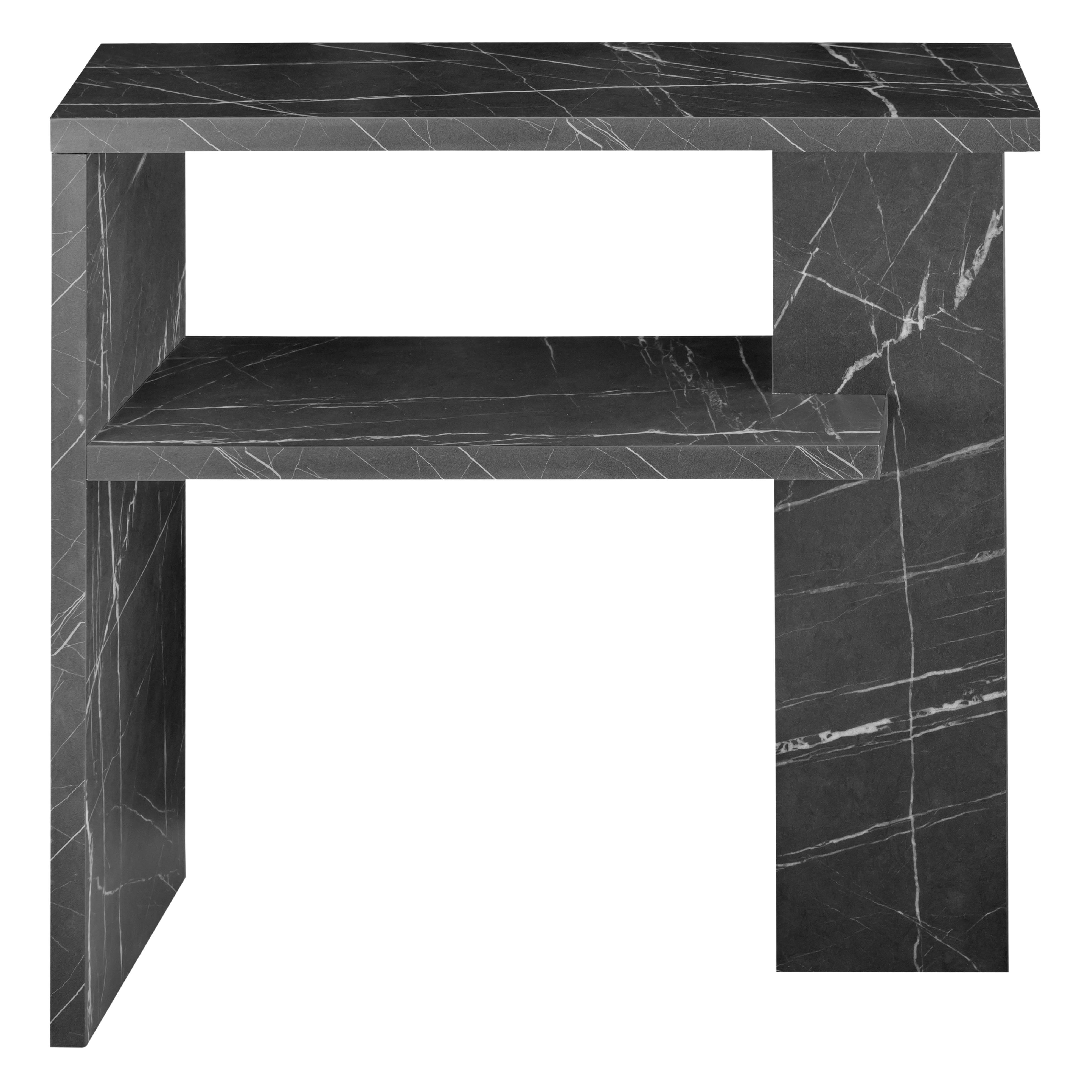 DANTE - Console étagère effet marbre noir 80cm