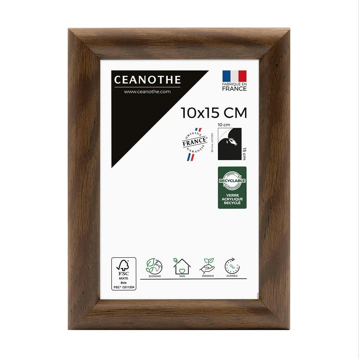 SHELTER - Cadre photo baguette arrondie ébène 10x15 cm résine recyclée