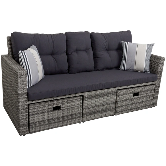 Loungesofa 2 Sitzplätze, Kunststoff/hHDPE/Aluminium,