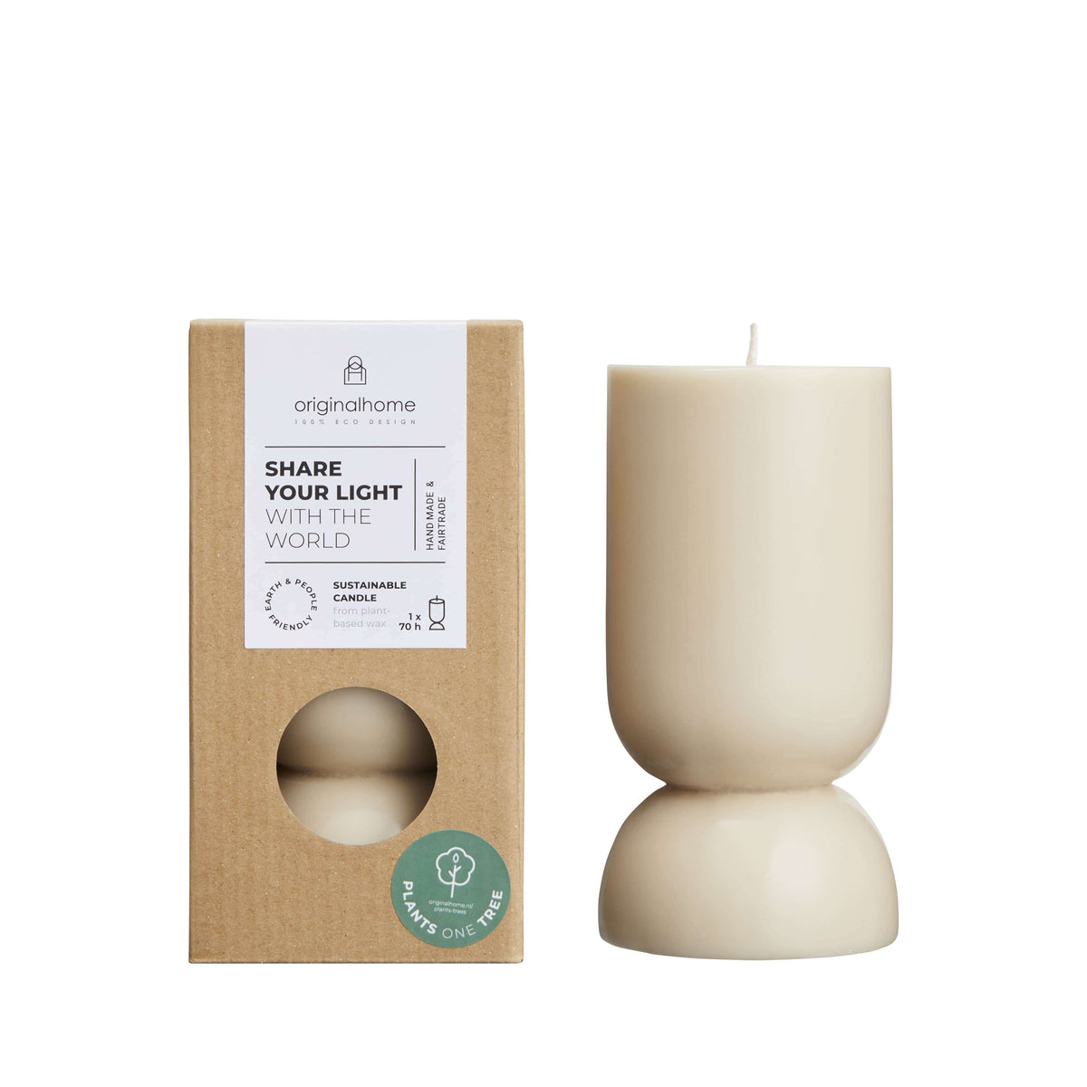 Originalhome kaars organische vorm - beige - S