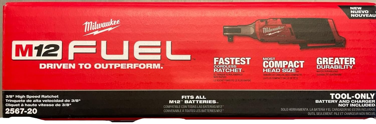 Milwaukee M12 Fuel 3/8 High Speed Cordless Ratchet - No Battery, No Charger, Bare Tool Only