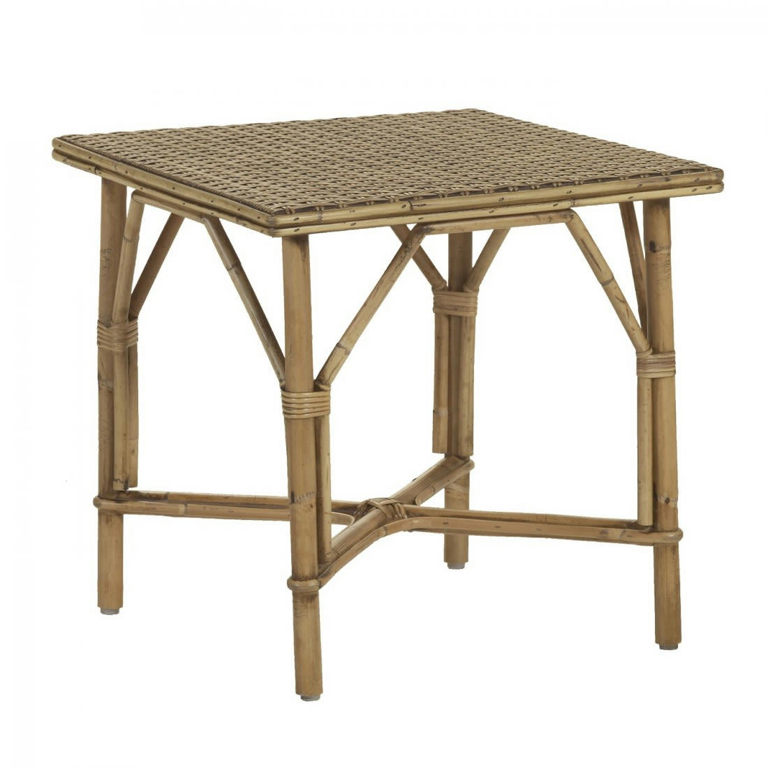 GRAND-MERE - Table basse patinée en rotin tressé