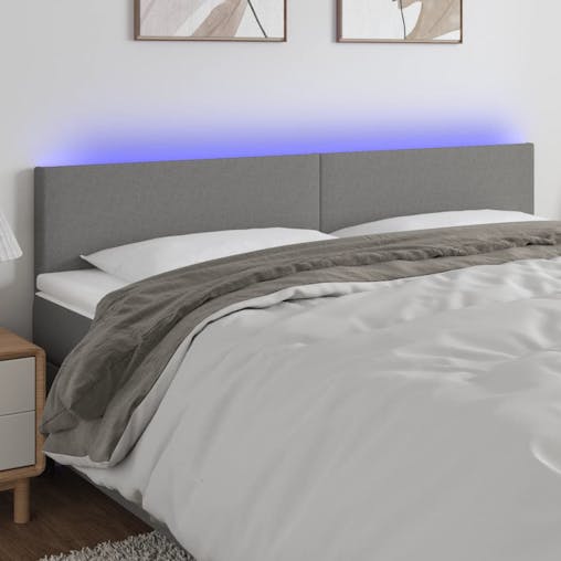 NNEVL LED Headboard Dark Grey 160x5x78/88 cm Fabric