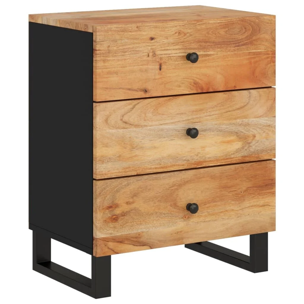 vidaXL Bedside Cabinet 19.7x13x24.4 Solid Wood Mango&Engineered Wood