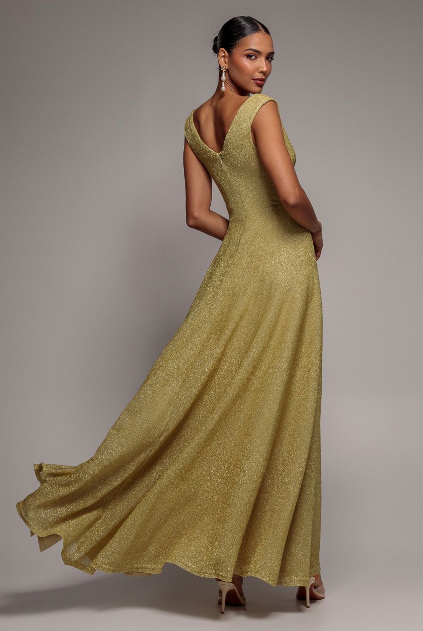 Goddiva Crossover Sparkling Glitter Maxi Dress
