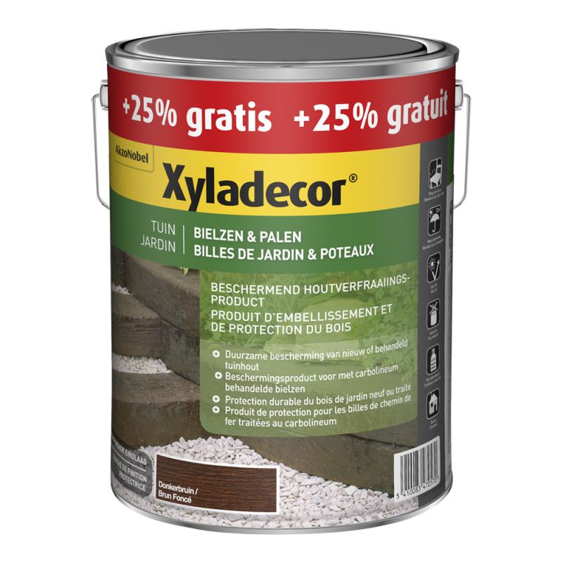 Huile billes de jardin & poteaux brun foncé 4 L   1 L gratuit XYLADECOR