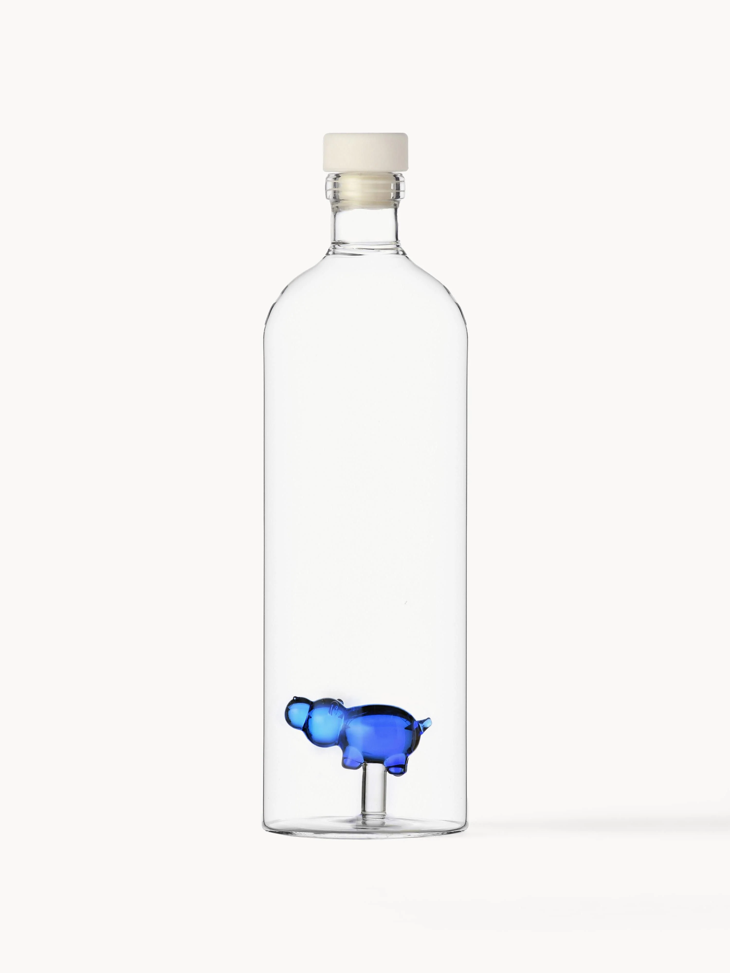 Handgefertigte Karaffe Hippo aus Borosilikatglas, 1.1 L
