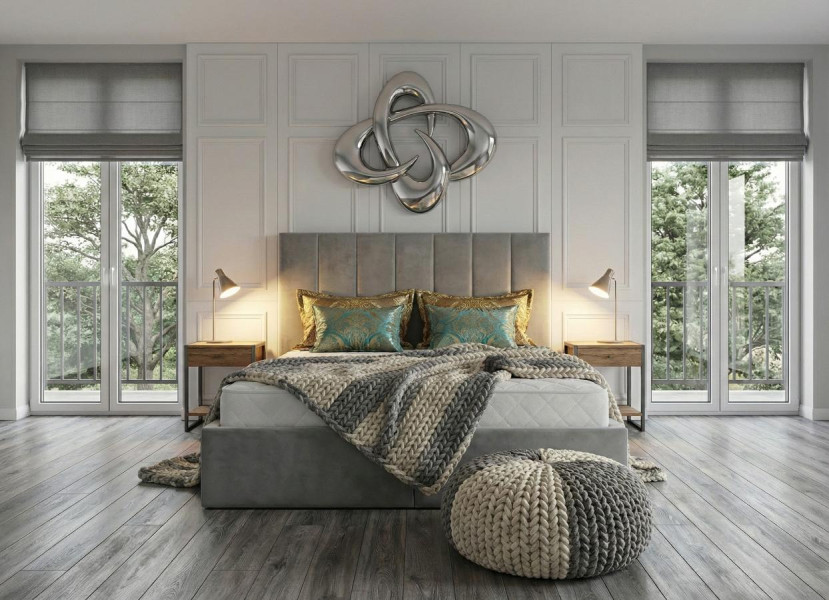 Łóżko Slim 140x200 Szare Stelaż Drewno   Pojemniki - IMPERIA