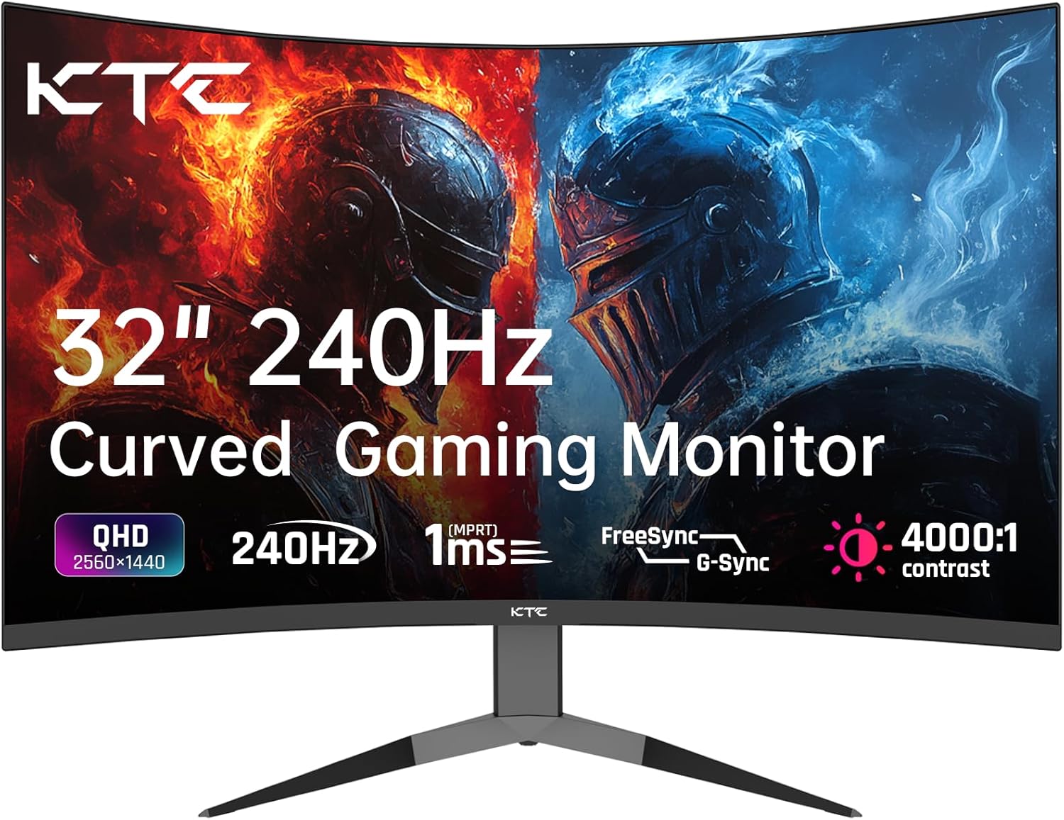 KTC 32 Inch 240Hz Curved Gaming Monitor  2K 1440P Computer PC Monitor with 1000R 1ms Frameless  Adaptive Sync 122% sRGB  HDMI  DisplayPort  Tilt Adjustable  H32S25E